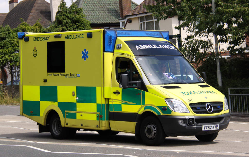 Ambulance: Vehicle equipped for transporting and care for ill and wounded people