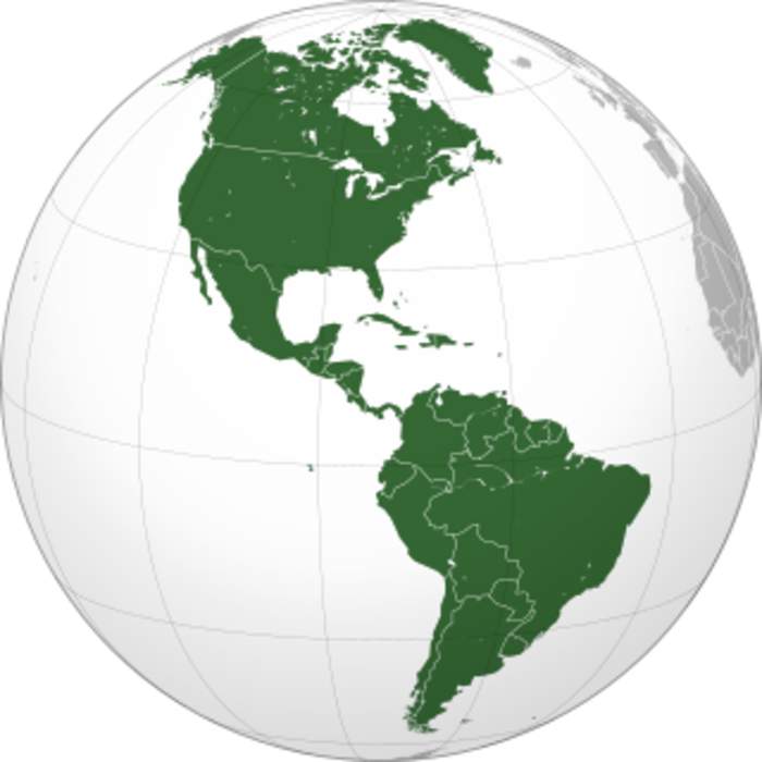 Americas: Landmass comprising North and South America