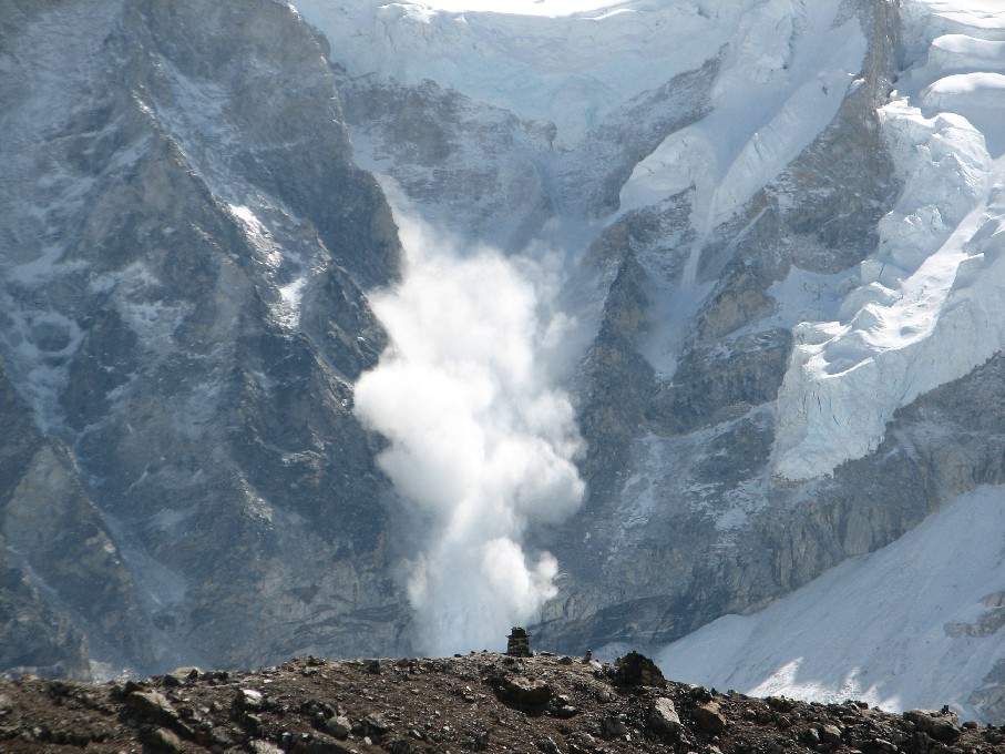 Avalanche: Rapid flow of a mass of snow down a slope