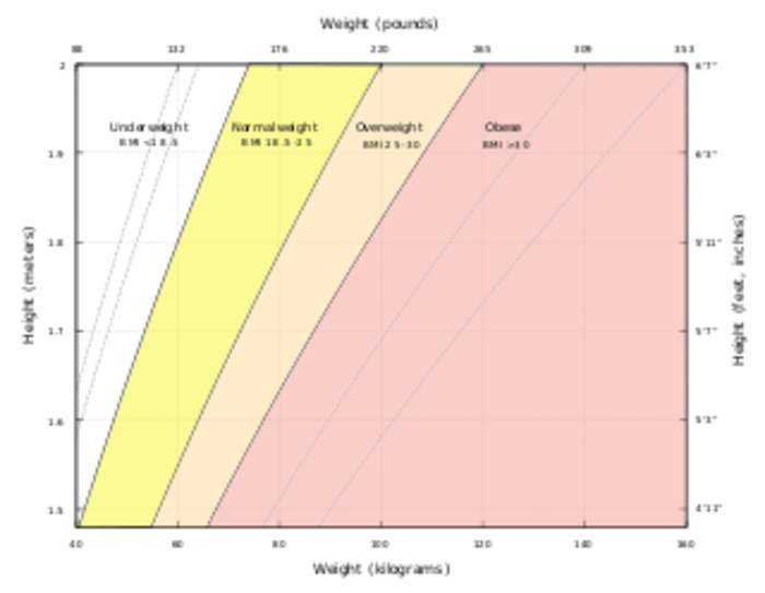 Body mass index: Relative weight based on mass and height