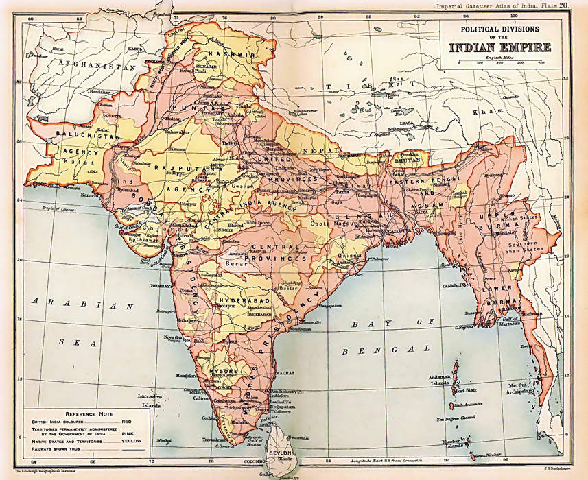 British Raj: British colonial rule on the Indian subcontinent (1858–1947)