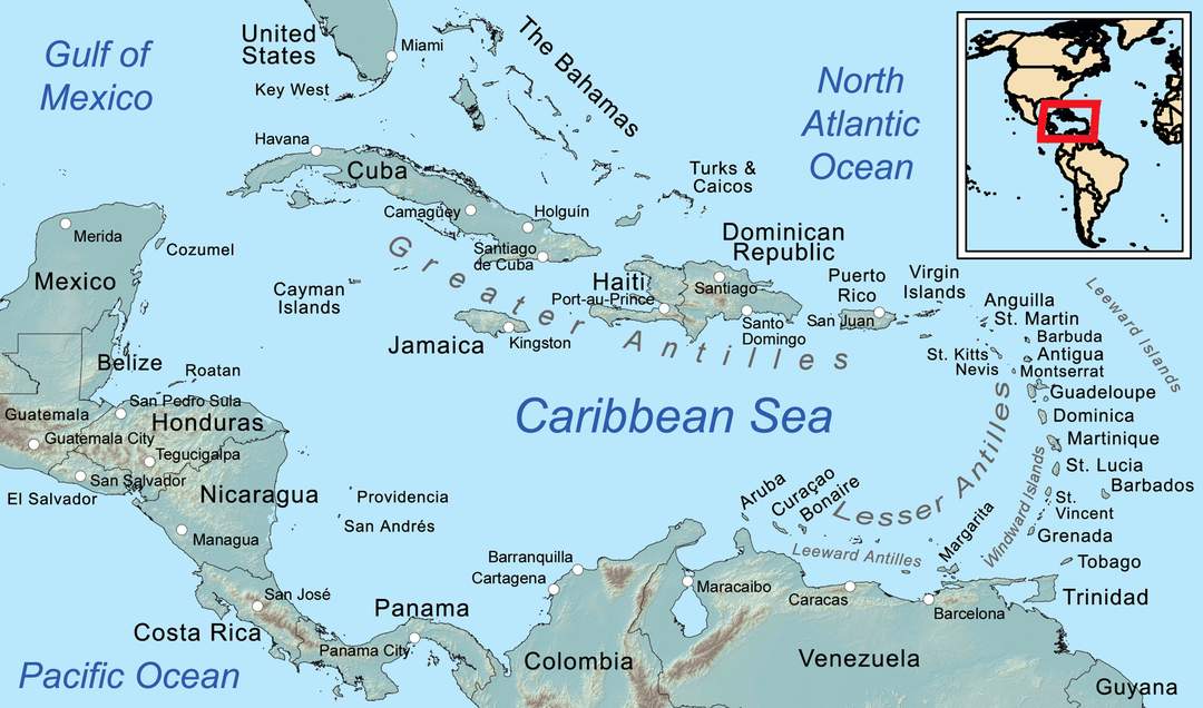 Caribbean Sea: Sea of the Atlantic Ocean bounded by North, Central and South America