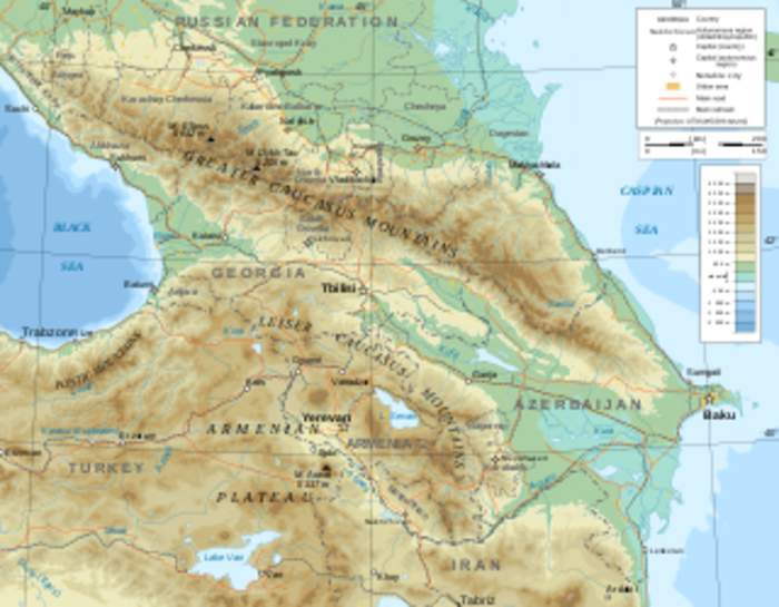 Caucasus: Transcontinental region between the Black and Caspian seas
