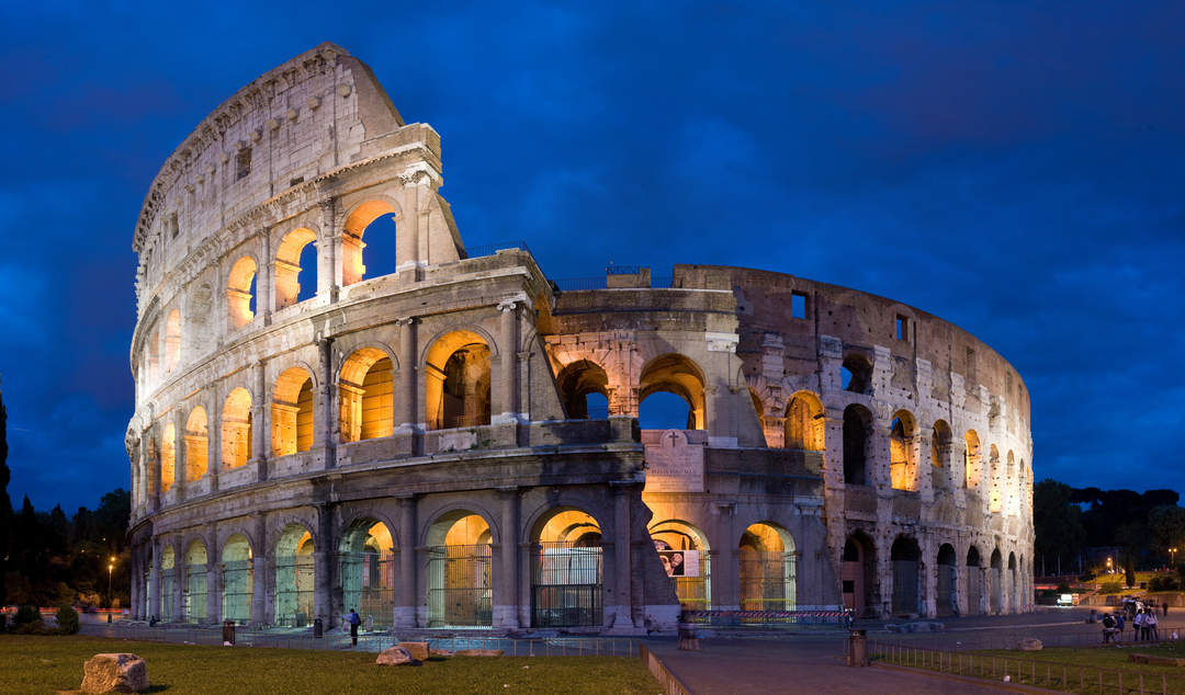 Colosseum: Ancient Roman amphitheatre, a landmark of Rome, Italy