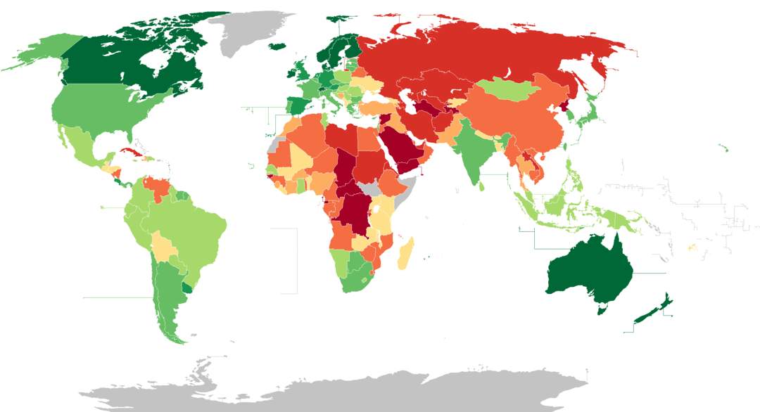 The Economist Democracy Index: Measure of the state of democracy by The Economist