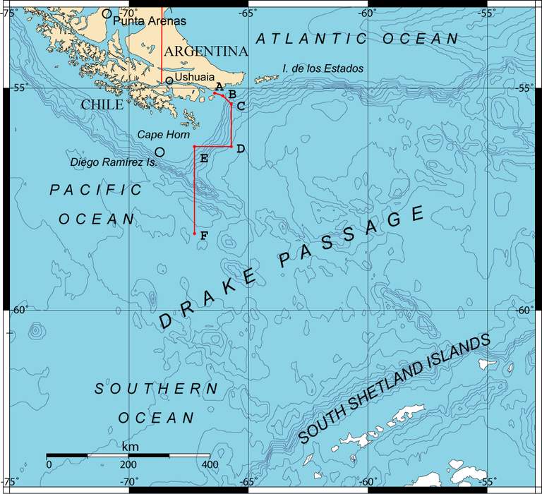 Drake Passage: Strait connecting the Atlantic, Pacific, and Southern Oceans