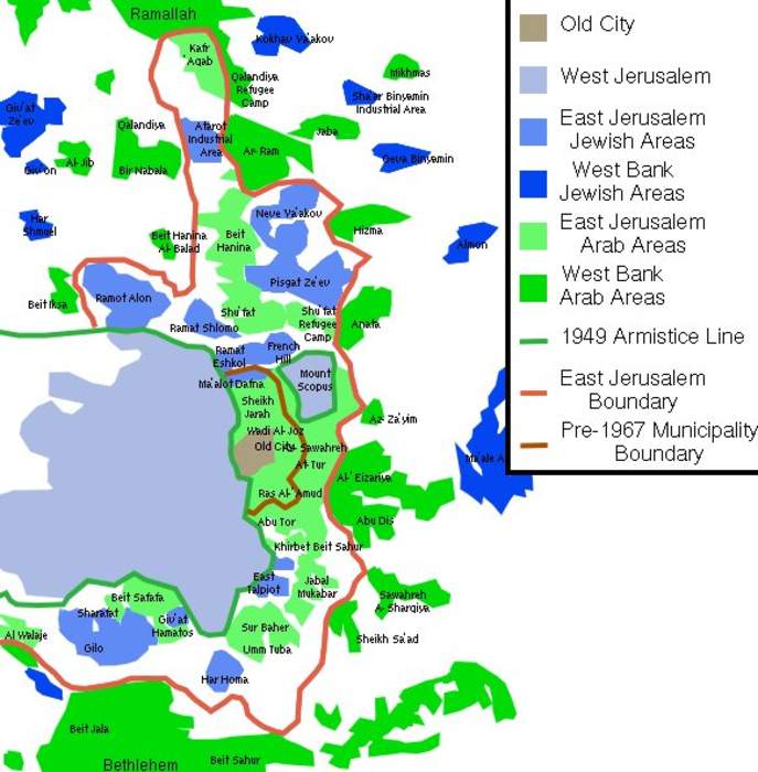 East Jerusalem: Part of the West Bank, annexed by Israel since 1981
