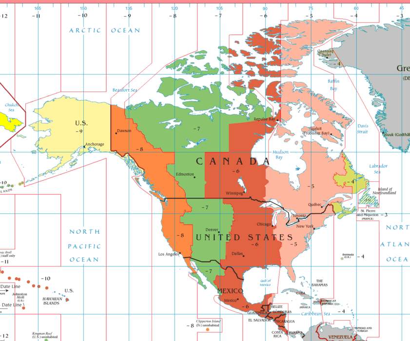 Eastern Time Zone: North American time zone (UTC−5 and UTC−4)