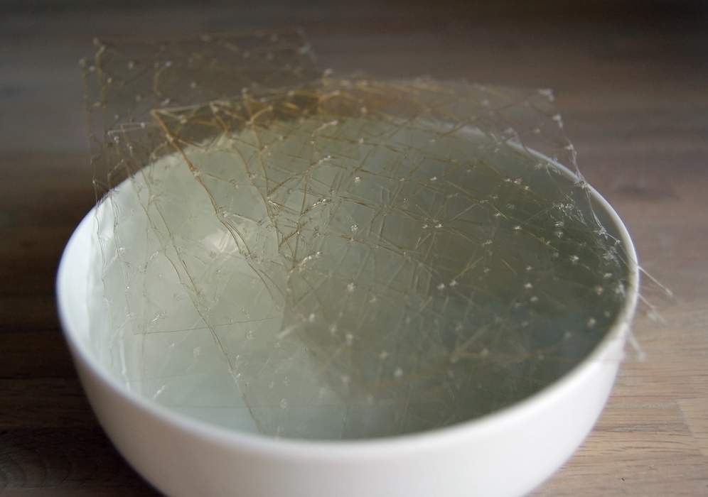 Gelatin: Mixture of peptides and proteins derived from connective tissues of animals