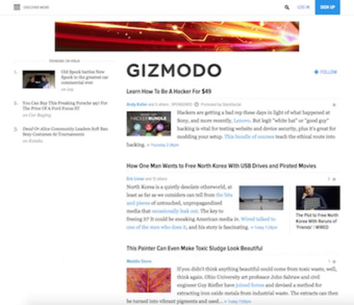 Gizmodo: Design, technology, science, and science fiction website and blog
