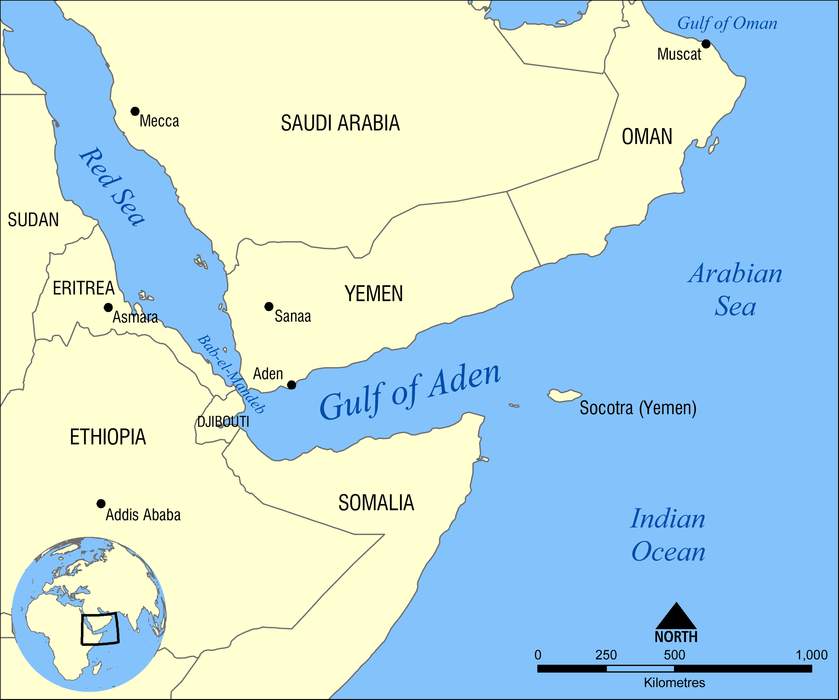 Gulf of Aden: Gulf between the Horn of Africa and Yemen in the Arabian Peninsula