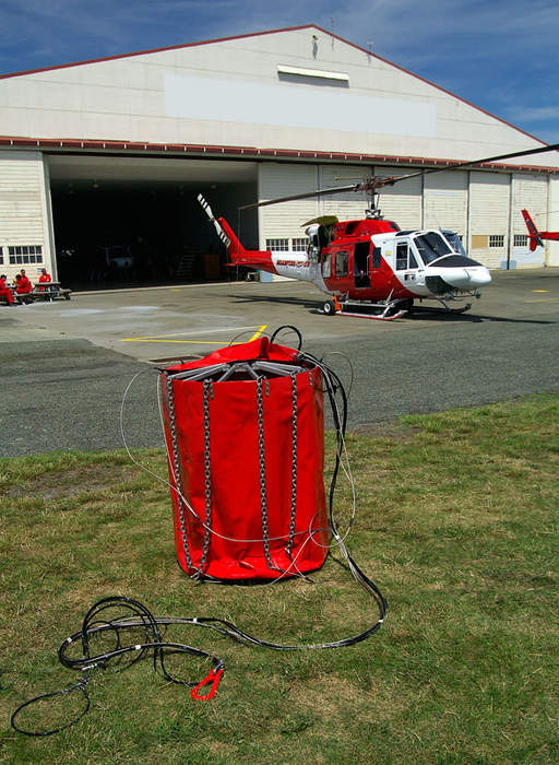 Helicopter bucket: Bucket used by helicopters in aerial firefighting