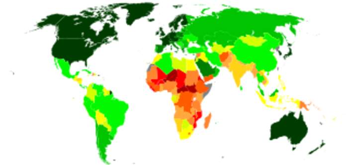 Human Development Index: Composite statistic of life expectancy, education, and income indices