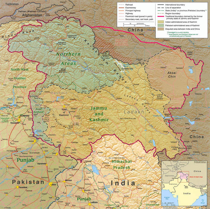 Kashmir: Territory disputed between China, India, and Pakistan