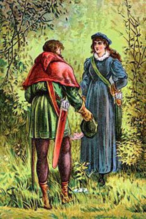 Maid Marian: Love interest of the legendary outlaw Robin Hood in English folklore