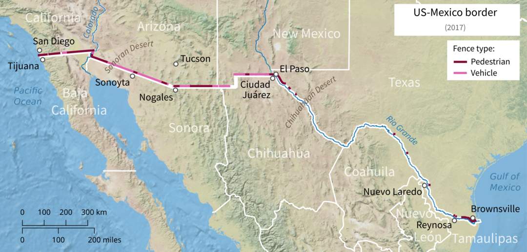 Mexico–United States border wall: Series of border barriers