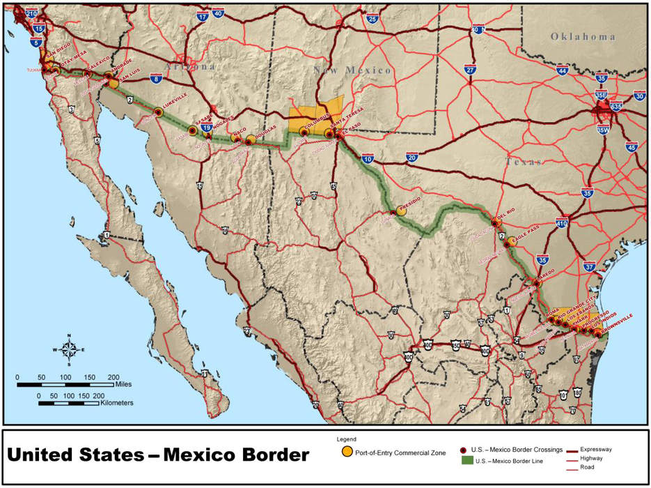 Mexico–United States border: International border
