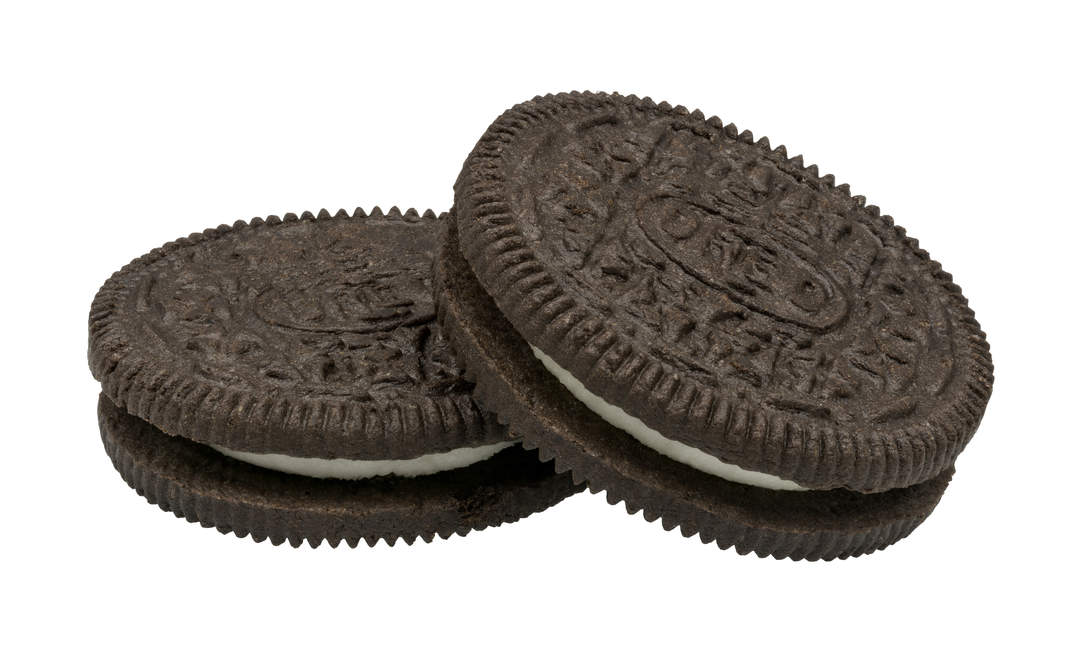 Oreo: Chocolate cookie with creme filling made by Nabisco