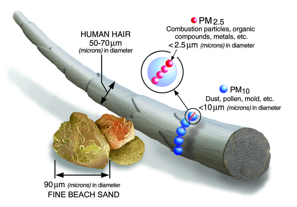 Particulate matter: Microscopic solid or liquid matter suspended in the Earth's atmosphere