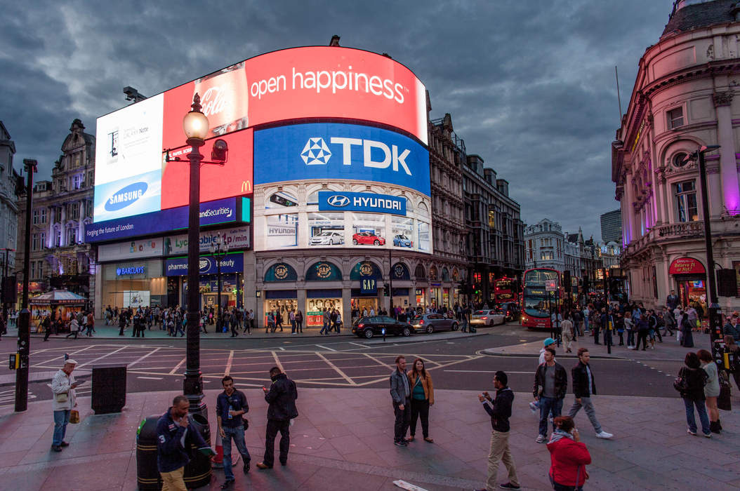 Piccadilly Circus: Road junction and public place in London, England