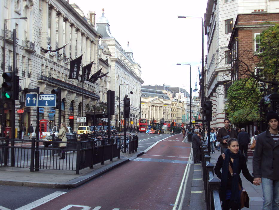 Piccadilly: Road in the City of Westminster, London, England