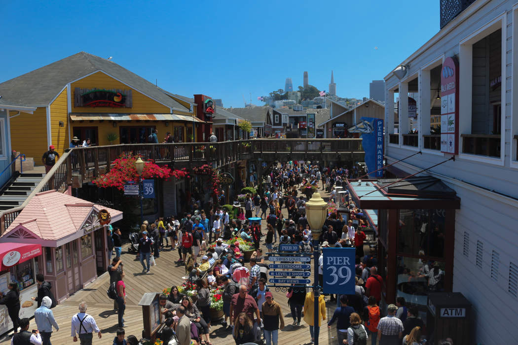 Pier 39: Shopping center and popular tourist attraction on a pier in San Francisco, California