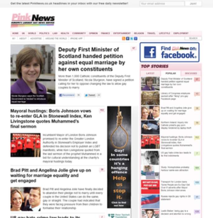PinkNews: UK-based online newspaper focused on LGBT topics