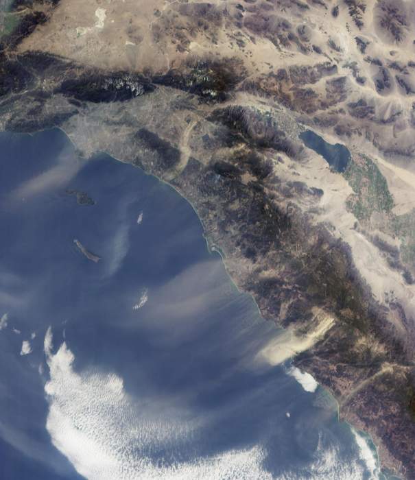 Santa Ana winds: Weather phenomenon in Southern California where warm, dry air from the interior is forced out to sea