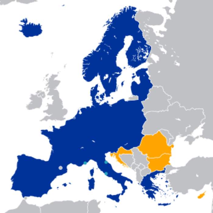 Schengen Area: Area of 29 European states without mutual border controls