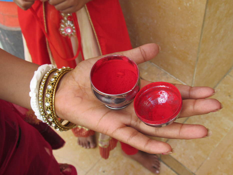 Sindoor: Traditional vermilion cosmetic powder from the Indian subcontinent