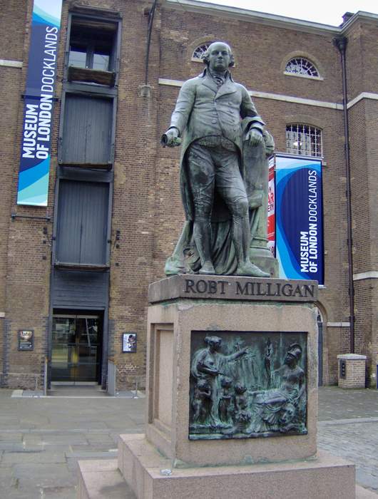 Statue of Robert Milligan: Sculpture by Richard Westmacott