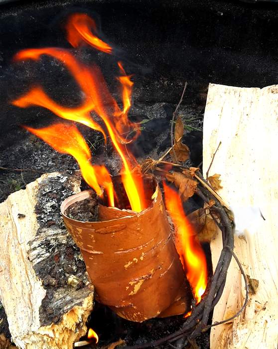 Tinder: Combustible material used to ignite fire by rudimentary methods