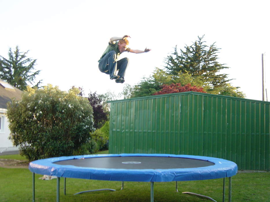 Trampoline: Device people can bounce on for recreational or competitive purposes