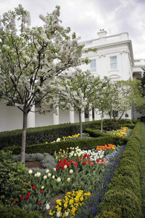 White House Rose Garden: Garden outside the White House in Washington, D.C., US