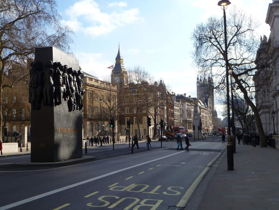Whitehall: Road in the City of Westminster, in Central London